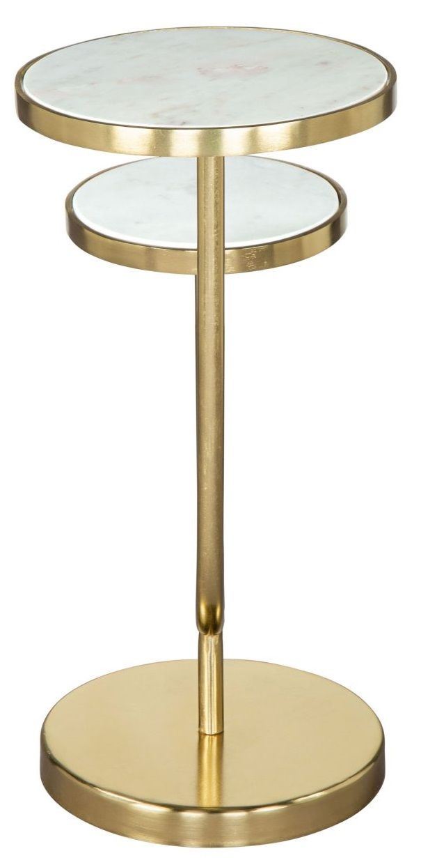 Zuo® Modern Marc White Mable Top Side Table with Gold Base-3