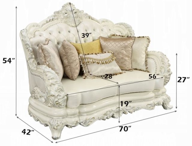 ACME Furniture Adara Antique White/Pearl White Loveseat -2