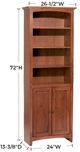 Whittier Wood® Furniture Customizable McKenzie 24" x 72" Bookcase with Doors-2