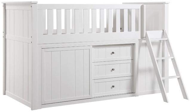 Homelegance® Galen White Twin Youth Low Loft Bunk Bed with Bookcase and Dresser-0