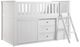 Homelegance® Galen White Twin Youth Low Loft Bunk Bed with Bookcase and Dresser-0