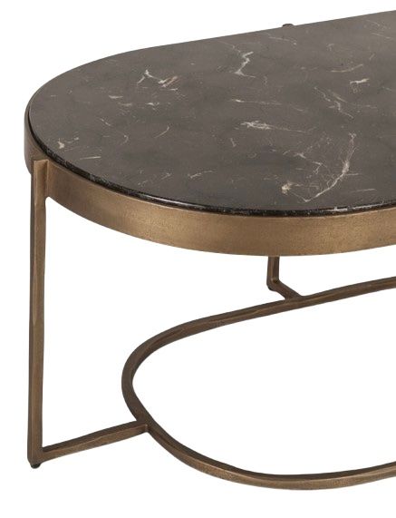 Home Trends & Design Reno Antique Brass/Black Coffee Table -3