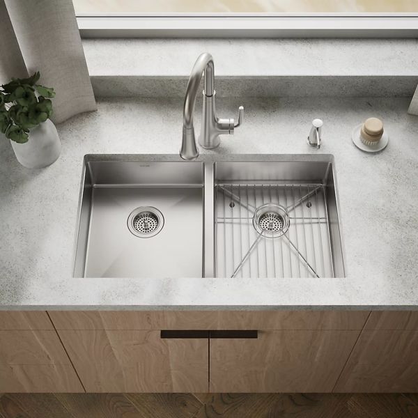 KOHLER® Strive® Stainless Steel 32" Undermount Double-Bowl Kitchen Sink-1