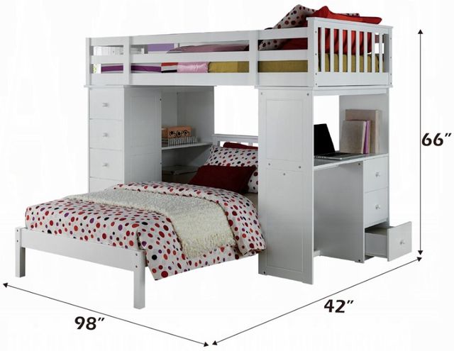 ACME Furniture Freya White Twin Youth Loft Bed with Storage-2
