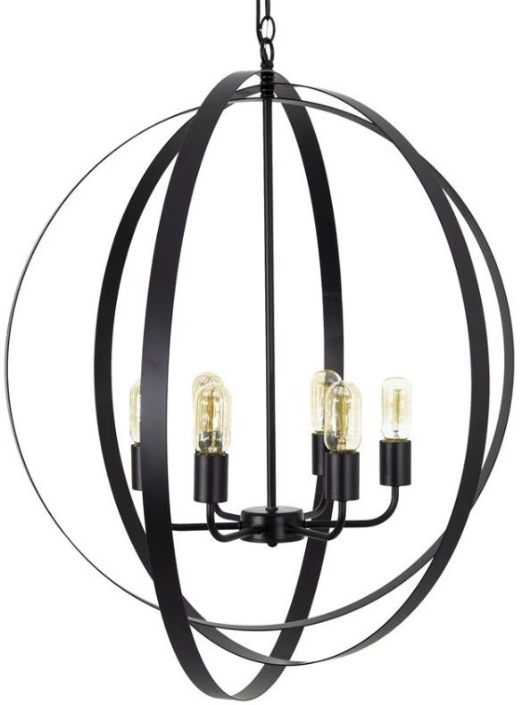 YHD Spherical Matte Black 6-Light Chandelier-0