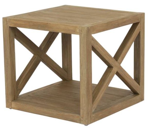 Sunset West Coastal Warm Gray Wooden Outdoor End Table-0