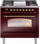 Ilve® Nostalgie II Series 36" Burgundy Pro Style Dual Fuel Range-1