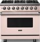 Viking® 5 Series 36" Blush Pro Style Dual Fuel (NG) Range with Polished Chrome Trim-0