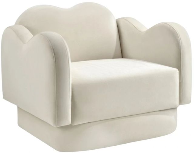 Meridian Furniture Bloom Cream Velvet Upholstered Accent Chair-0
