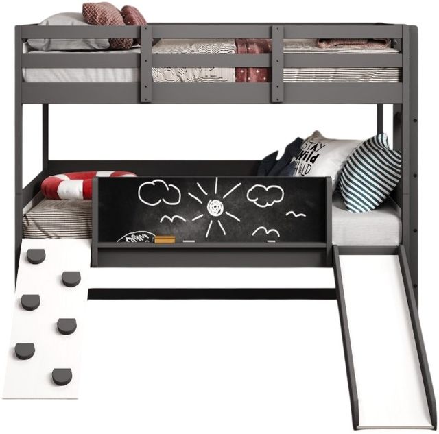 Donco Kids Art & Play Dark Gray/White Youth Twin/Twin Activity Bunkbed-3