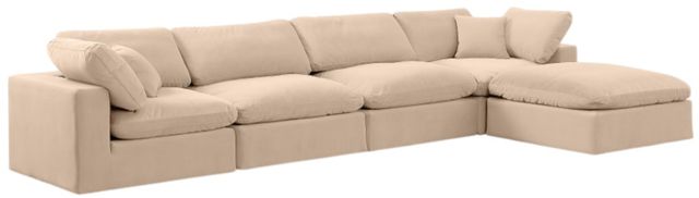 Meridian Furniture Comfy 5-Piece Beige Velvet Sectional -0