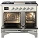Ilve® Majestic III 40" Antique White Pro Style Dual Fuel Liquid Propane Range with Solid Door and Chrome Trim-1