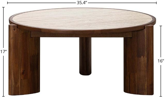 LH Home Remix Round Brown Coffee Table with Travertine Top-2