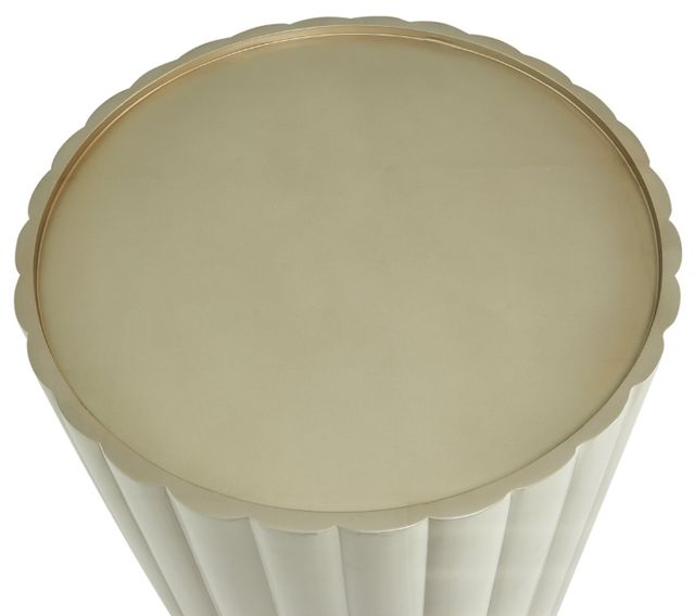 Michael Amini® Malibu Crest Glass Top Round Dining Table with Creamy Pearl Base-3