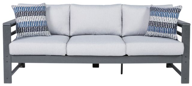 Signature Design by Ashley® Amora Charcoal Gray Fabric/Polyethylene Sofa with Cushion-1