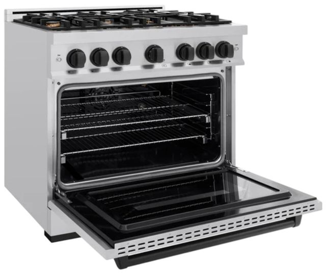 ZLINE Classic Autograph Edition 36" Stainless Steel Pro Style Gas Range with Matte Black Accents-3