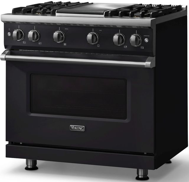 Viking® 5 Series 36" Onyx Pro Style Gas (LP) Range with Polished Chrome Trim-2