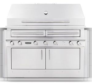 Front view of the Kalamazoo™ Outdoor Gourmet 52.4" Marine-Grade Stainless Steel K1000HB Hybrid Fire Built-in Grill