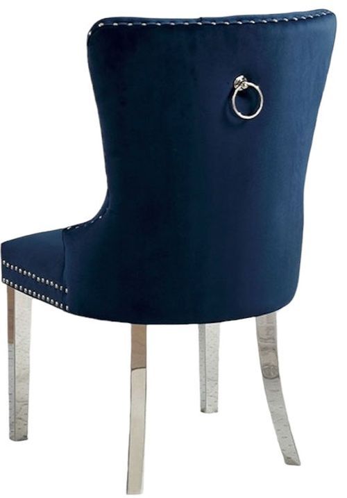 Furniture of America® Jewett 2-Piece Blue/Chrome Wingback Chair Set-2