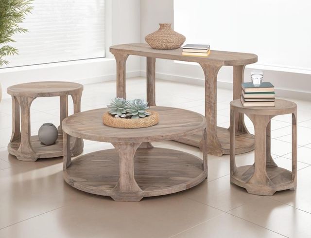 International Furniture Direct Balam Stained White Sofa Table-1