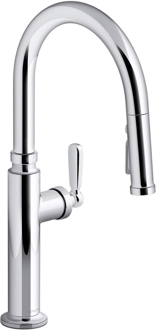 KOHLER® Edalyn™ by Studio McGee Polished Chrome Kitchen Sink Faucet with Three-Function Sprayhead-0