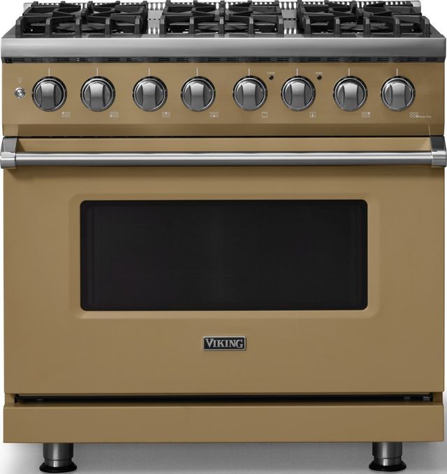 Viking® 5 Series 36" Golden Hour Pro Style Dual Fuel (NG) Range with Polished Chrome Trim-0