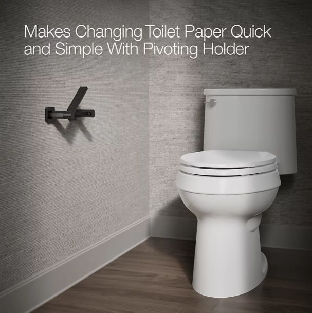 KOHLER® Parallel® Matte Black Pivoting Toilet Paper Holder-3