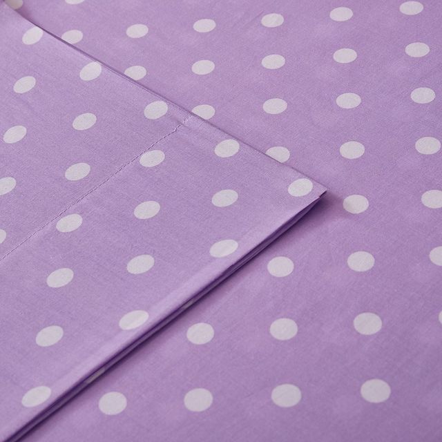 Olliix by Mi Zone 4 Piece Purple Full Polka Dot Printed 100% Cotton Sheet Set-0