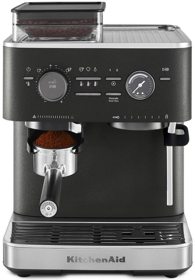 KitchenAid® Cast Iron Black Semi Automatic Espresso Machine with Burr Grinder-1