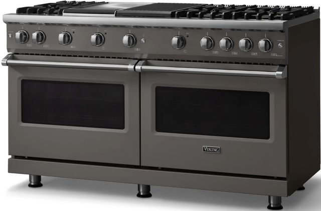 Viking® 5 Series 60" Damascus Gray Pro Style Gas (LP) Range with Polished Chrome Trim-2