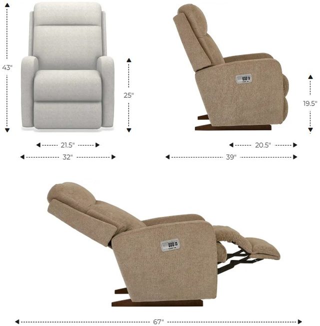 La-Z-Boy® Finley Otter Leather Power Rocking Recliner with Headrest-2