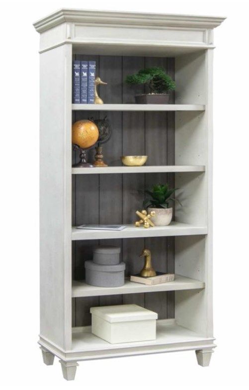 Martin Furniture Hartford Grey/Linen White Open Bookcase-1