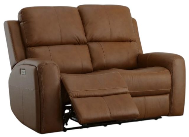 Flexsteel® Linden Caramel Leather Power Reclining Loveseat with Power Headrests and Lumbar-1