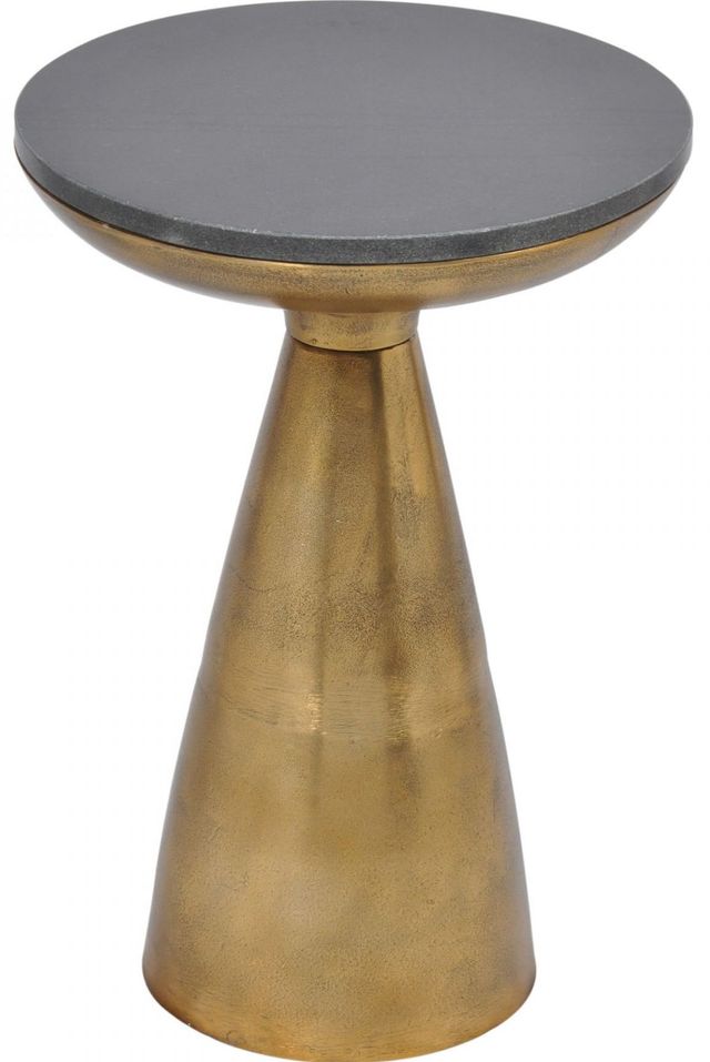 Moe's Home Collection Font Black Granite Side Table with Brass Base-0