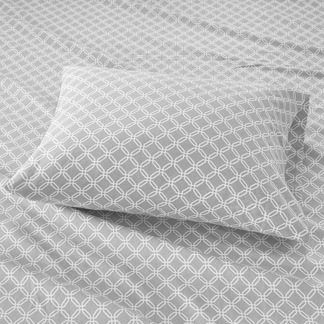 Olliix by True North by Sleep Philosophy Grey Geo King Cozy 100% Cotton Flannel Printed Sheet Set-1