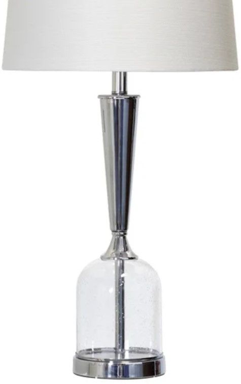StyleCraft Clear Seeded/Gray/Stainless Steel Table Lamp-2