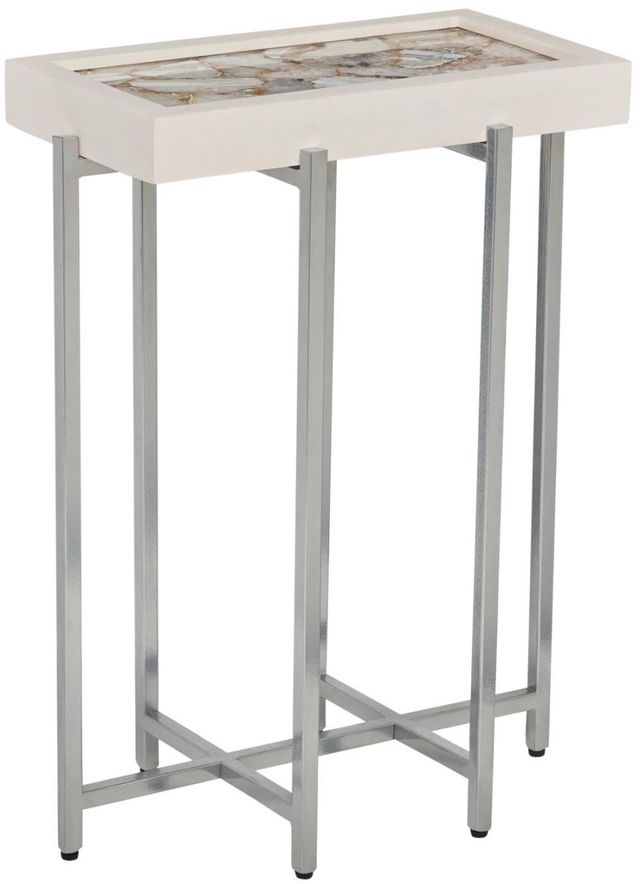 Martin Svensson Viewpoint White Agate Accent Table with Wood Trim-0