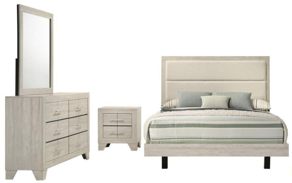 Coaster® Trenton 4-Piece Rustic Cream Queen Panel Bedroom Set