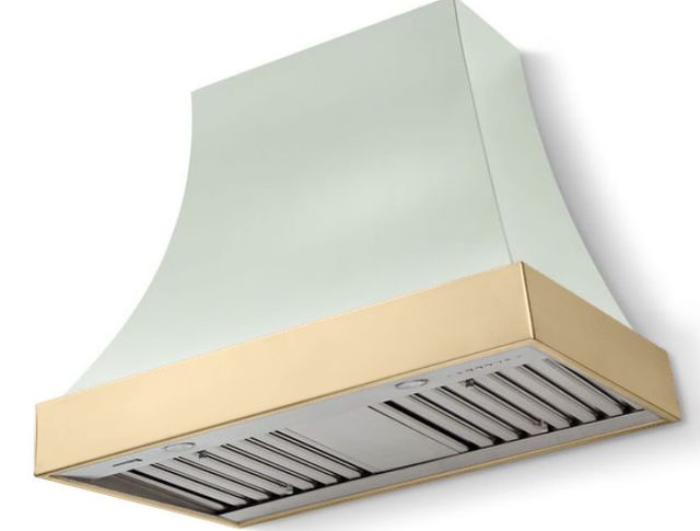 La Cornue CornuFé Cascade 36" Tapestry Wall Mounted Range Hood with Polished Brass Trim-0