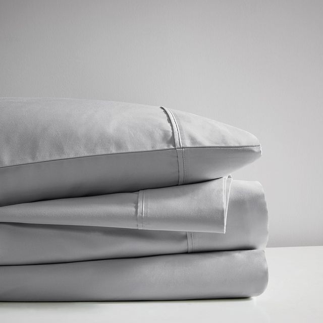 Olliix by Clean Spaces Allergen Barrier Light Gray California King 300 Thread Count Cotton Sheet Set-1