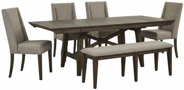 Liberty Furniture Double Bridge 6-Piece Dark Chestnut/Gray Optional Trestle Dining Set-0