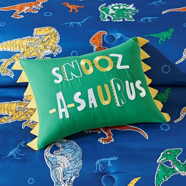 Olliix by Mi Zone Kids Logan Blue Full/Queen Robot Dinosaur Complete Bed and Sheet Set-4