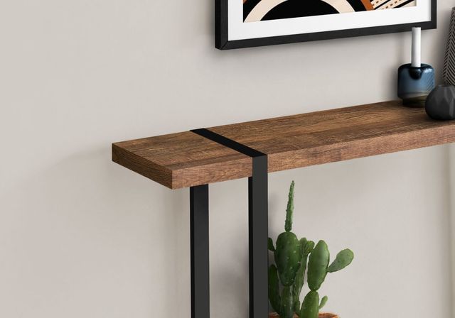 Monarch Specialties Inc. 48"L Brown Top Accent Table with Black Frame-1