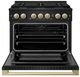 ZLINE Marino 36" Black Stainless Steel Pro Style Dual Fuel Range with Champagne Bronze Accents-1