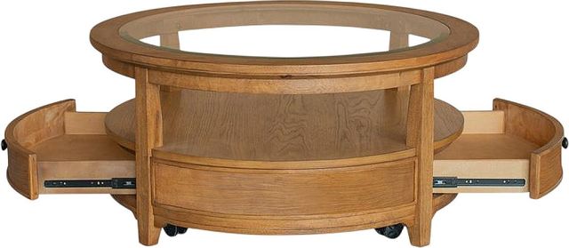 Magnussen Home® Durant Honey Brown Round Cocktail Table with Casters-1