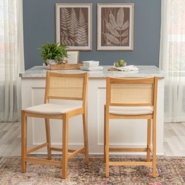 Powell® Beaux 2-Piece Natural Cane Counter Stool-1