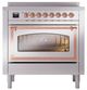Ilve® Nostalgie II Noblesse 36'' Stainless Steel Pro Style Induction Range with Copper Trim-1
