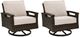 Signature Design by Ashley® Drakes Beach 2-Piece Beige/Dark Brown Aluminum Outdoor Swivel Lounge Chair-0