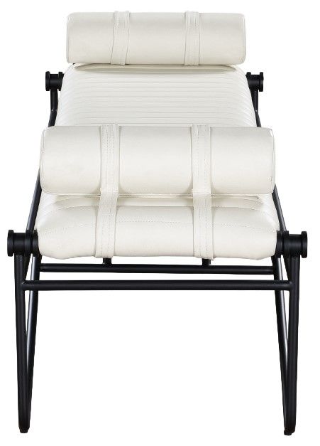 Meridian Furniture Gatsby Cream/Matte Black Vegan Leather Bench-2