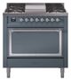 Ilve® Nostalgie II Noblesse 36'' Blue Gray Pro Style Dual Fuel Range with Chrome Trim-0
